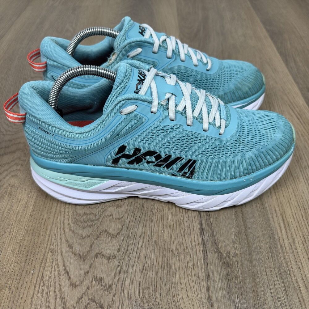 Hoka One One Bondi 7 Shoes Womens Size 10 Blue Running Cushioned 1110519 AEBL